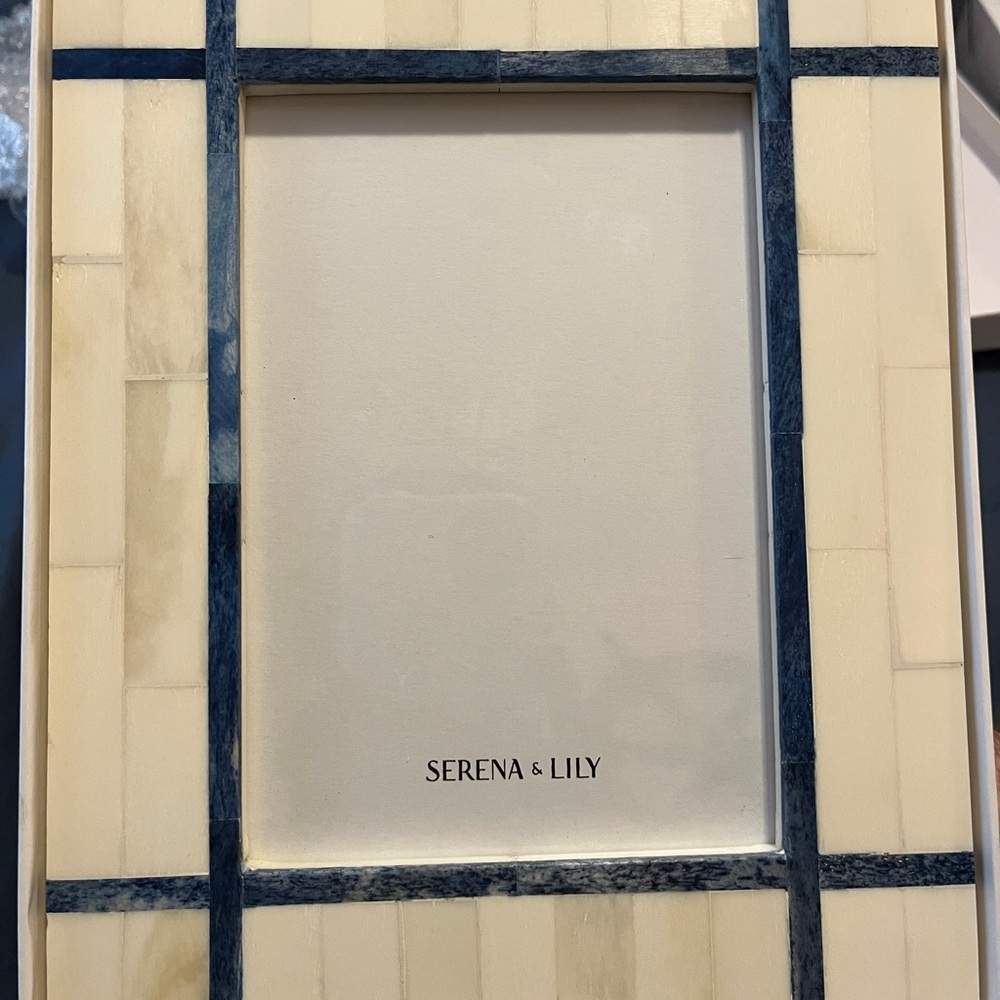 Serena & Lily Blue and Cream Grid Picture Frame 5x7